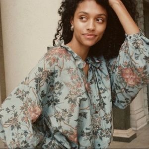 DÔEN Rosebay Bluebell Summer Floral Blouse